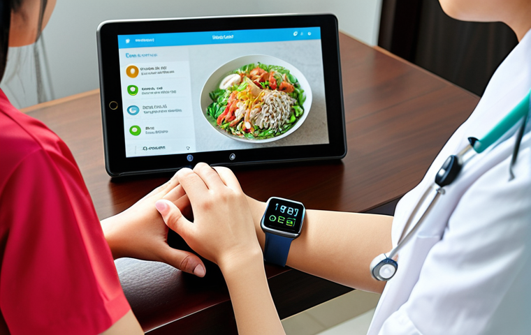 **
A Vietnamese family using wearable technology (smartwatch, fitness tracker) in their modern home. Show a doctor connecting remotely via Telehealth on a tablet, advising them on healthy lifestyle choices, personalized nutrition based on genetic data, and disease prevention. Focus on positive, proactive health management.
**