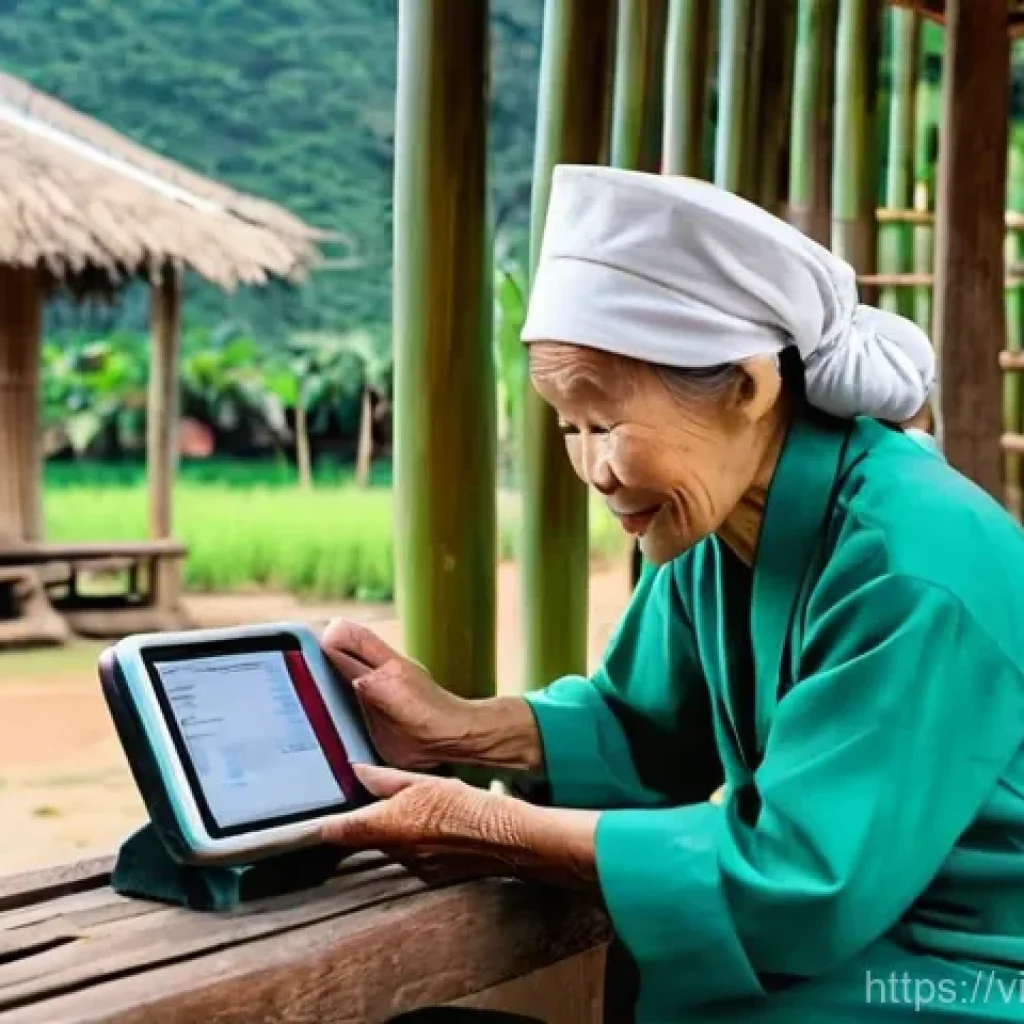 예방 중심 헬스케어의 기술적 도전과제 - **Prompt:** A vivid depiction of the digital divide in a remote Vietnamese village. An elderly Vietn...