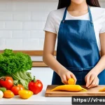 예방 중심 헬스케어의 실행 전략 - **Prompt 1: Healthy and Fresh Cooking**
    A vibrant, sunlit kitchen scene featuring a young Vietna...