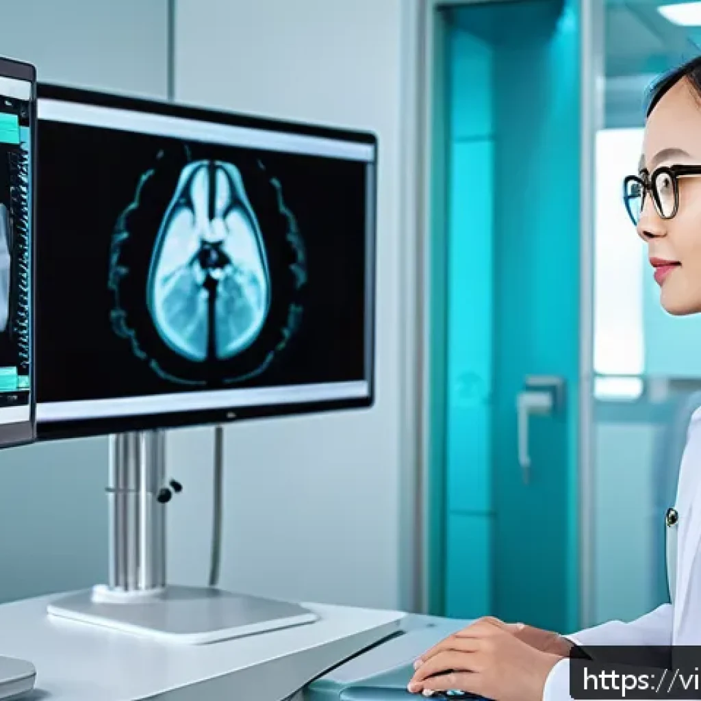 예방 중심 헬스케어와 환자 중심 서비스 - A modern Vietnamese healthcare professional using AI-powered diagnostic tools in a bright, high-tech...