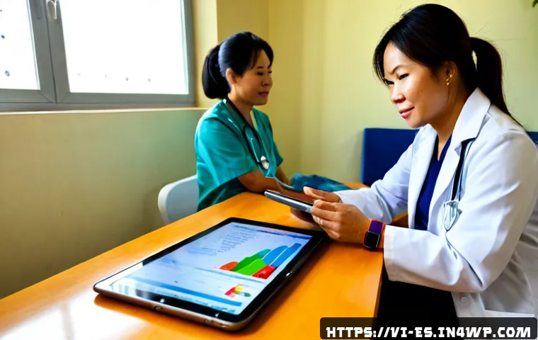 Home 17 예방 중심 헬스케어의 데이터 활용 방안 - Photorealistic preventive healthcare consultation in a modern Vietnamese community clinic, a middle-...
